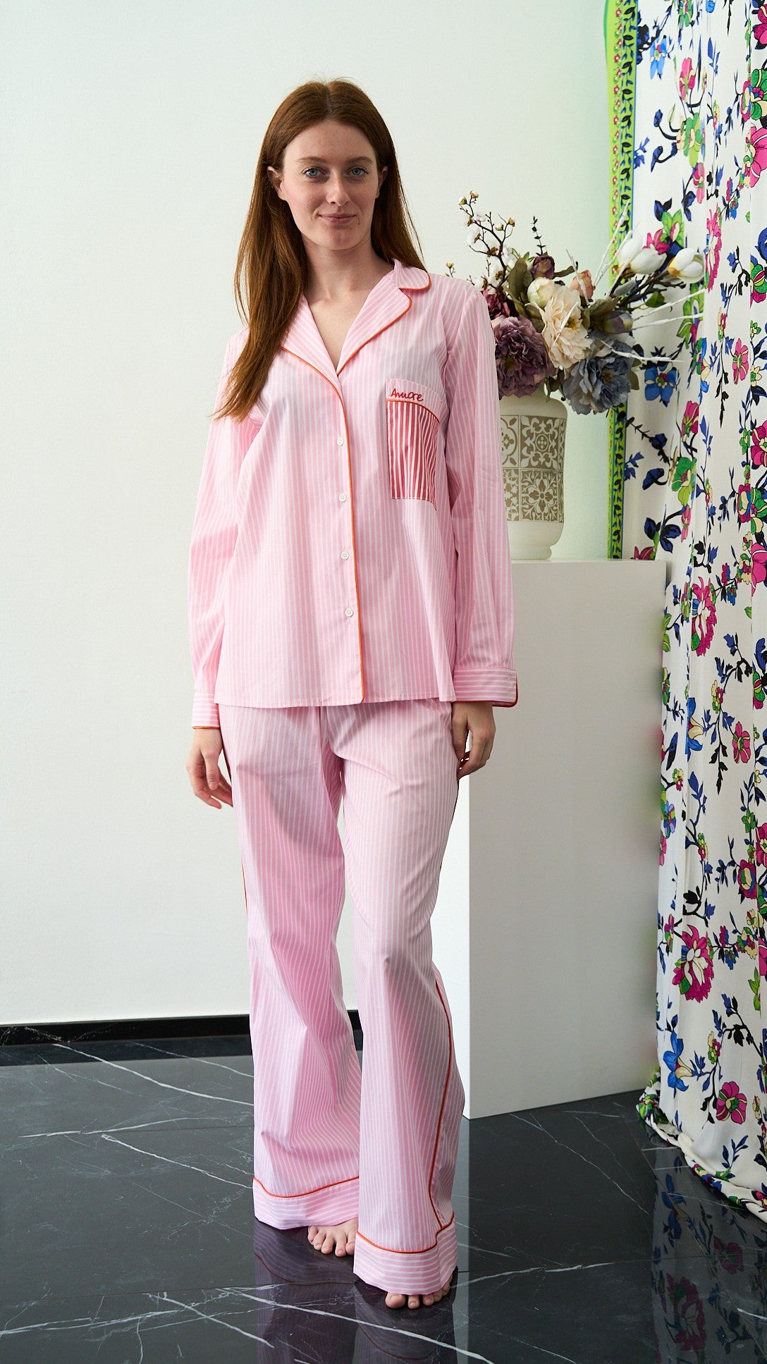 King Kong - Camicia a righe con tasca - ART.SP8EG42 Rosa - Rosso - Bianco