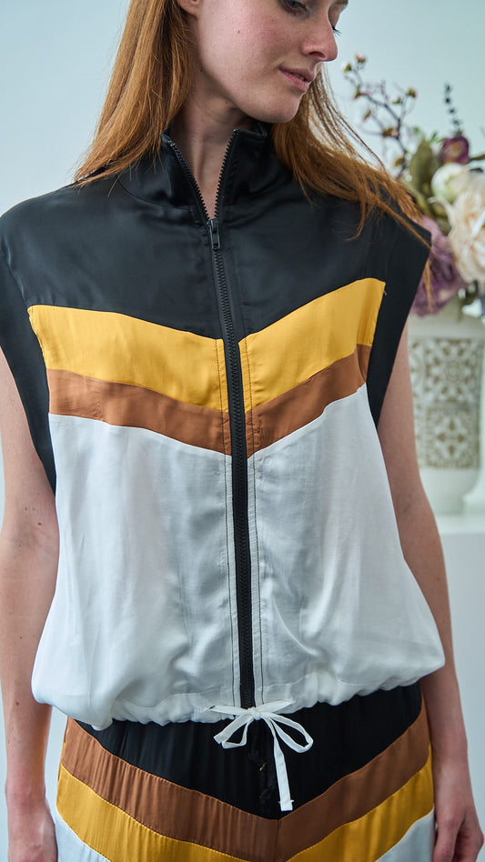 King Kong - Giacca smanicata con zip a fasce - ART.SP8GH4 - Nero - Bianco - Giallo - Marrone