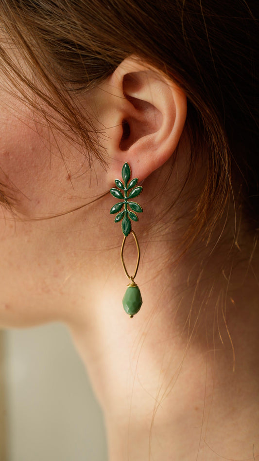 Via Roma - Orecchini "Mix and Match" Verde - Burro - Oro