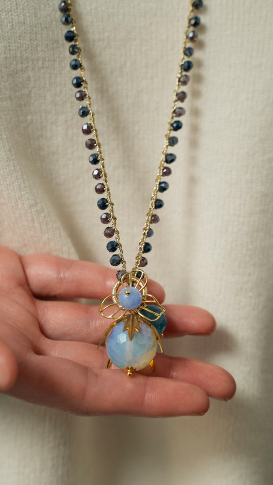 Via Roma - Collana "Beautiful" Blu - Viola trasparente - Petrolio - Oro