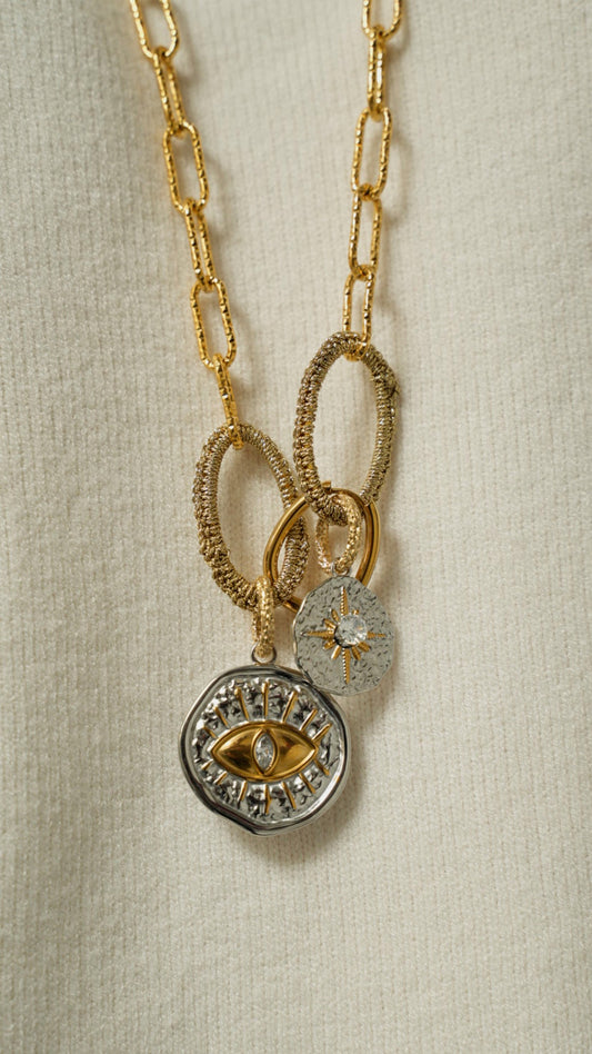 Via Roma - Collana "Occhio Greco" Oro - Argento