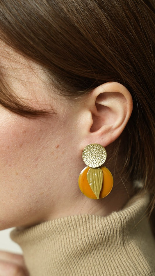 Via Roma - Orecchini “Mix and Match” Arancione - khaki - Oro