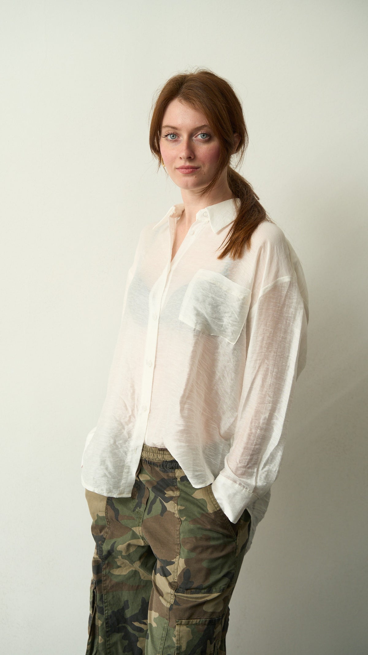 Tensione in - Camicia lyocell con tasca laterale - ART.TE26C3130 Panna