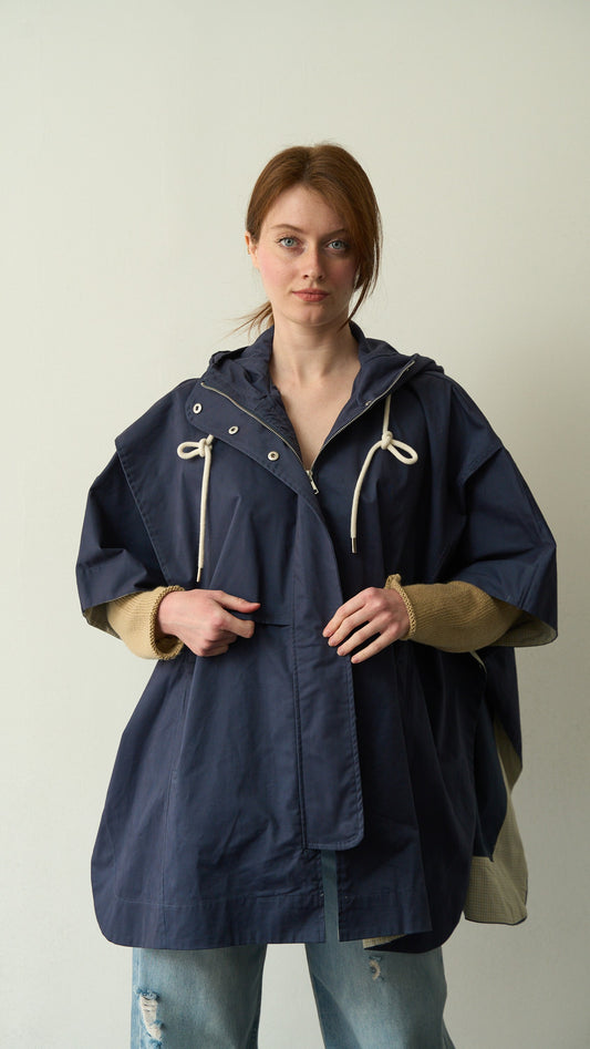 Via Roma - Trench cappa con cappuccio - ART.MD7406 Blu