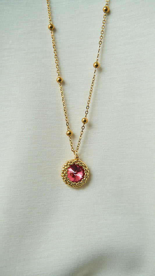 Via Roma - Collana "Eleganza" Rosa scuro - Oro