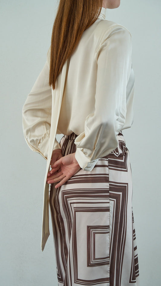 Tensione in - Camicia collo alto in viscosa con foulard - ART.C30087ATAI25 Panna