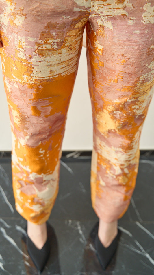 Via Roma - Pantalone in seta, sartoriale e pezzo unico Avorio - Arancio - Rosa