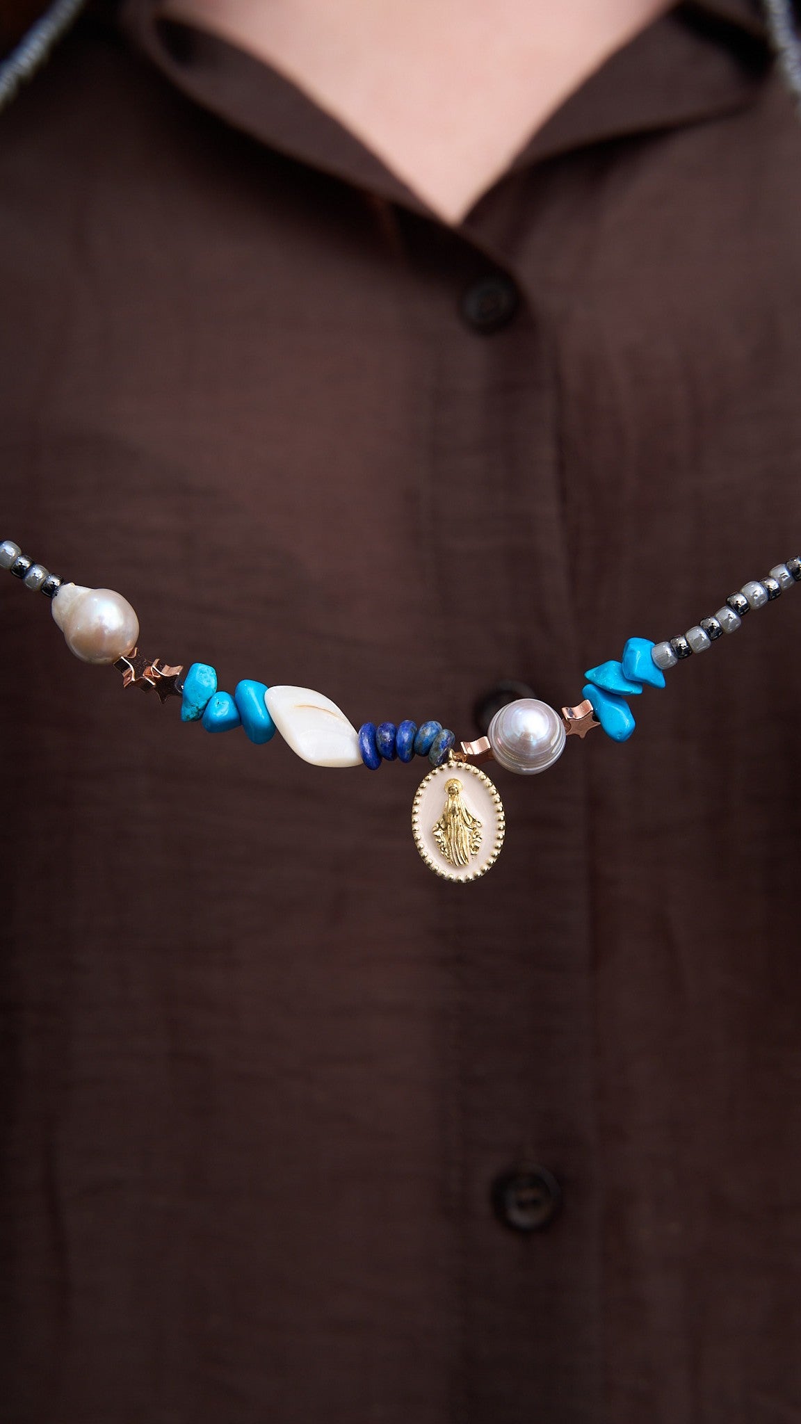 Via Roma - Collana "All" pezzo unico Blu - Azzurro - Grigio - Argento - Avorio - Bianco - Oro