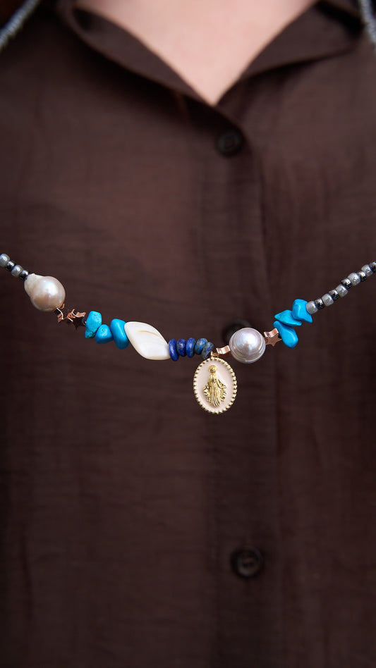 Via Roma - Collana "All" pezzo unico Blu - Azzurro - Grigio - Argento - Avorio - Bianco - Oro