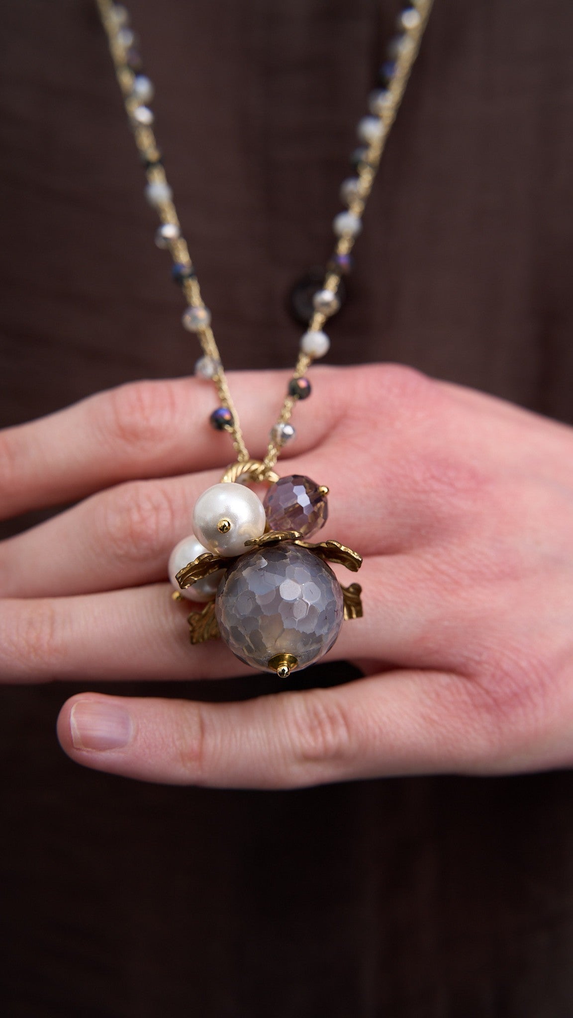 Via Roma - Collana "Baby Beautiful" Blu Cangiante - Grigio - Viola - Oro