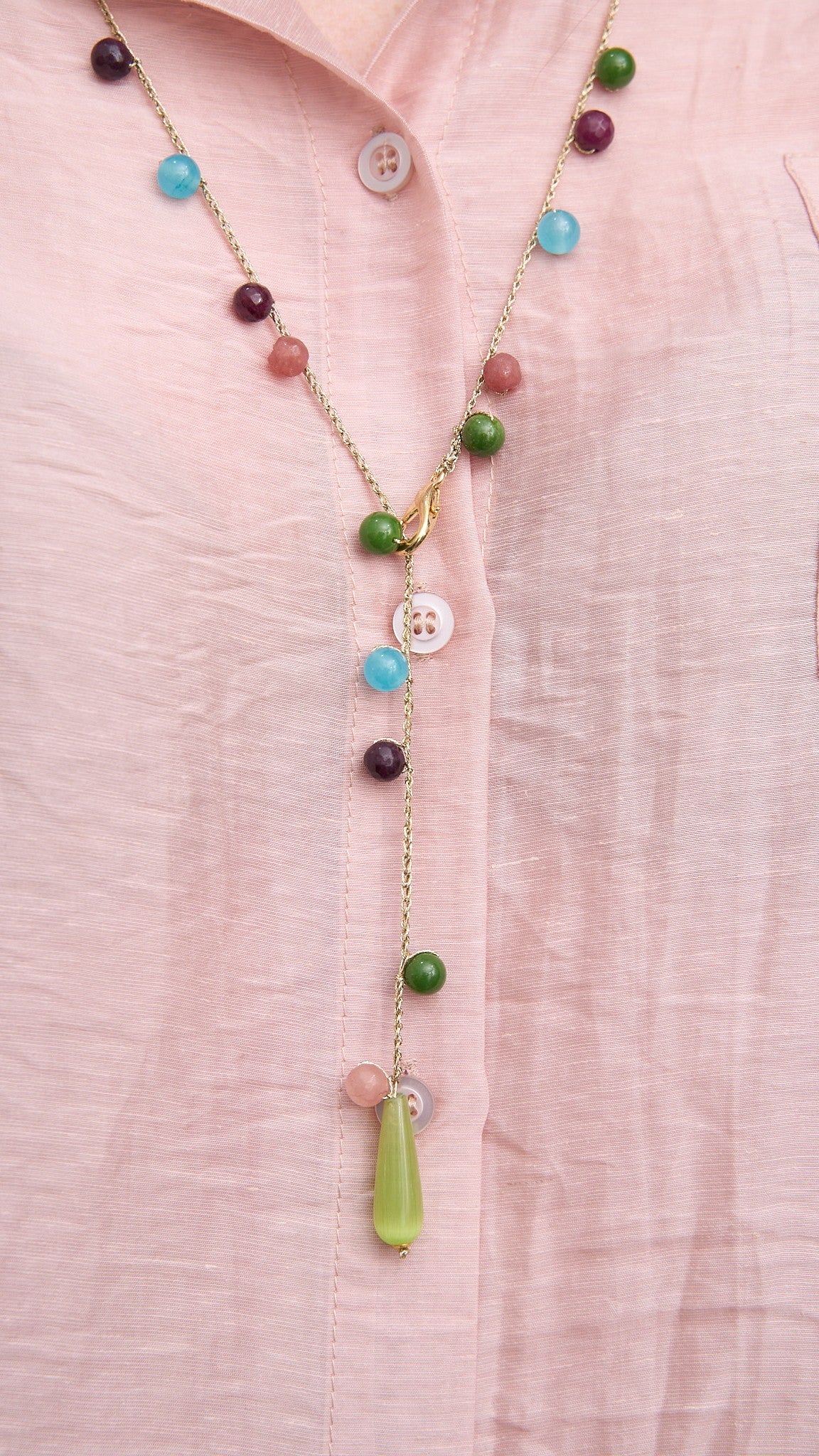 Via Roma - Collana "Costellazione" Oro - Viola - Rosa - Turchese - Verde