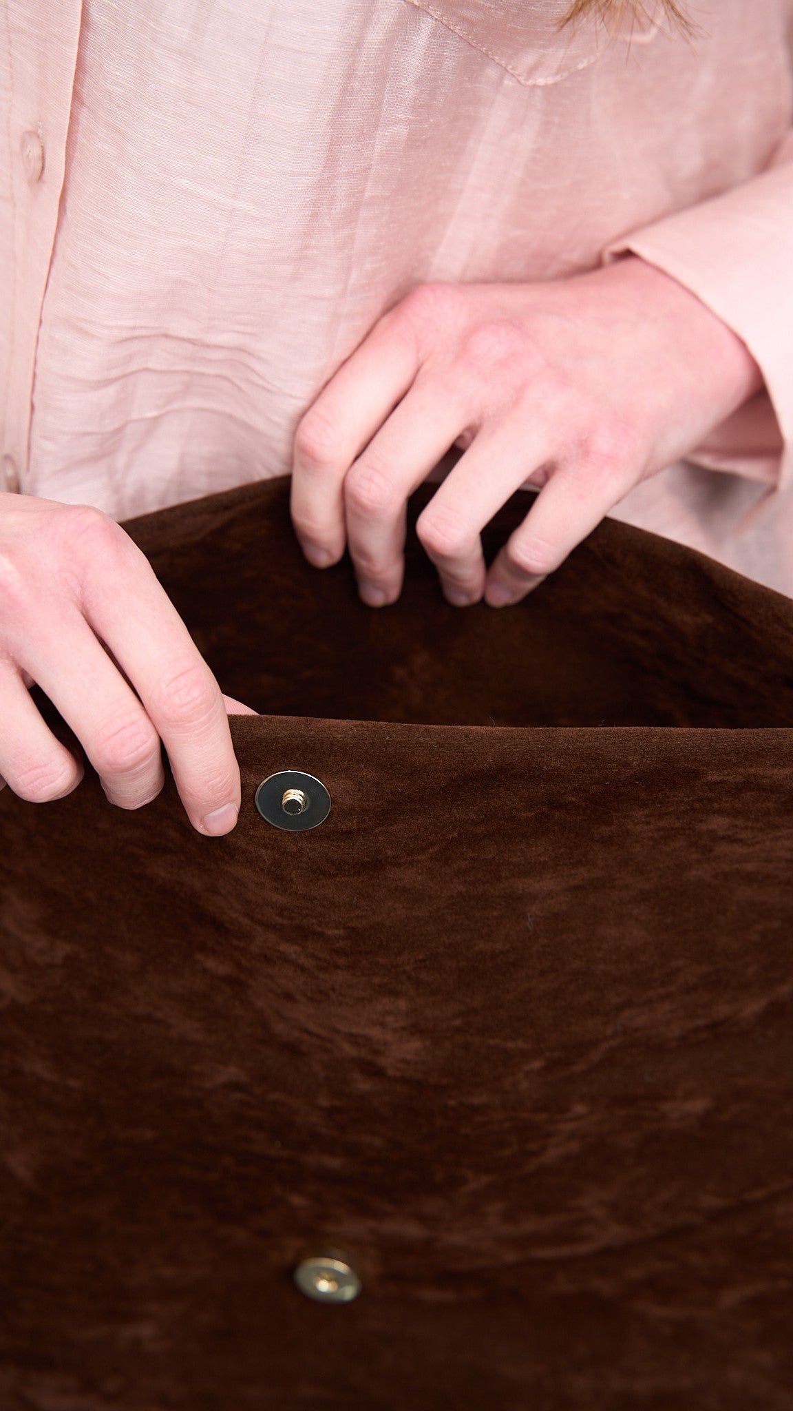 Via Roma - Pochette "Suede" pezzo unico, limited edition Marrone - Oro