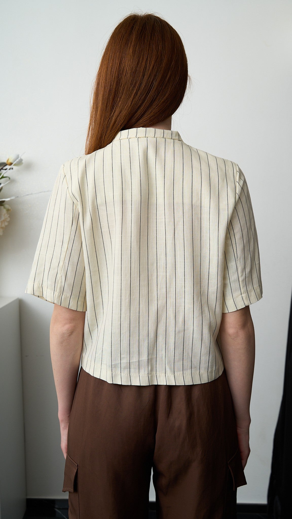Via Roma - Camicia con righe Burro - Blu