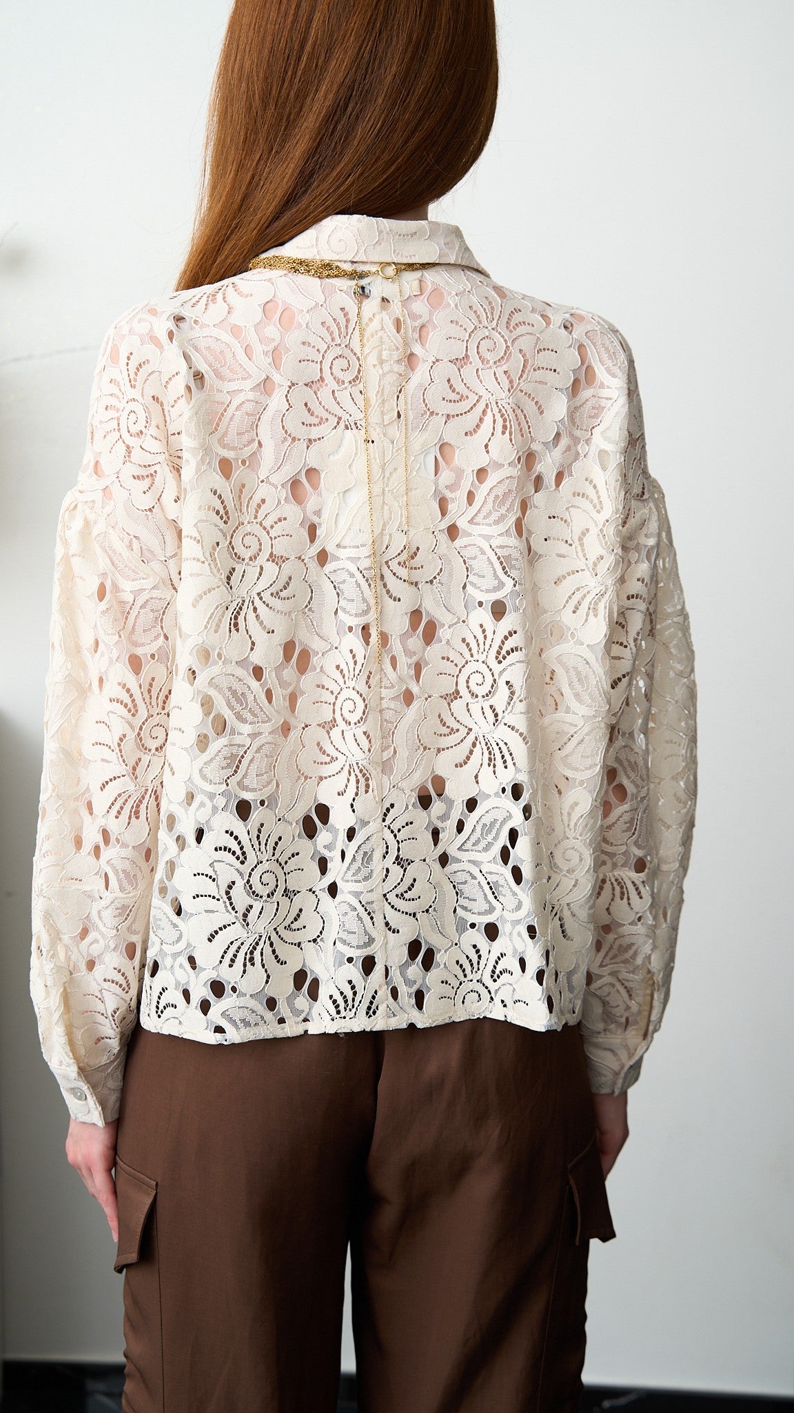 Tensione In - Camicia in pizzo con tasconi - ART.PE26-2087CAMP Burro