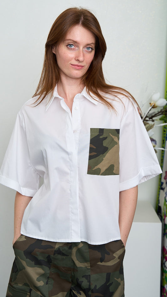 Tensione In - Camicia con taschino camo - ART.26C5229 - Bianco - Camouflage