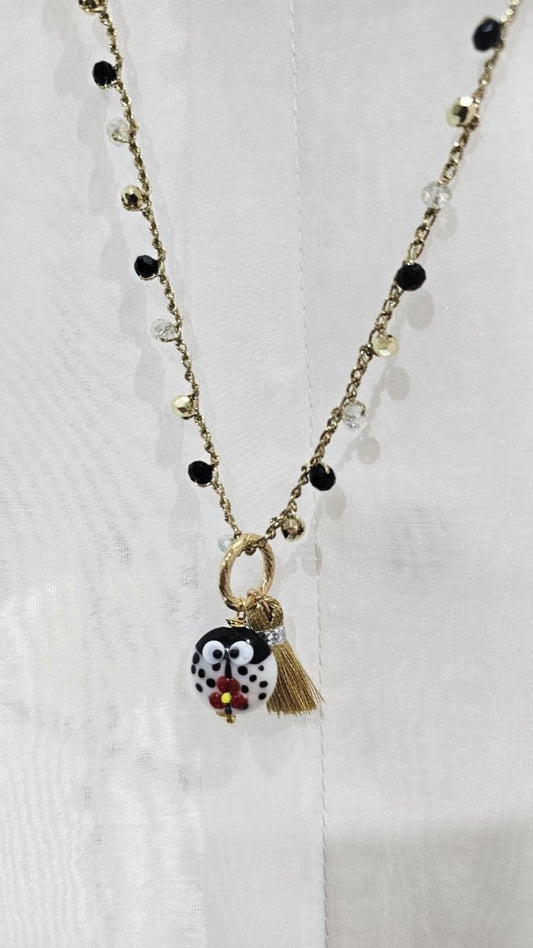 Via Roma - Collana "Coccinella" Nero - Bianco - Dorato - Trasparente