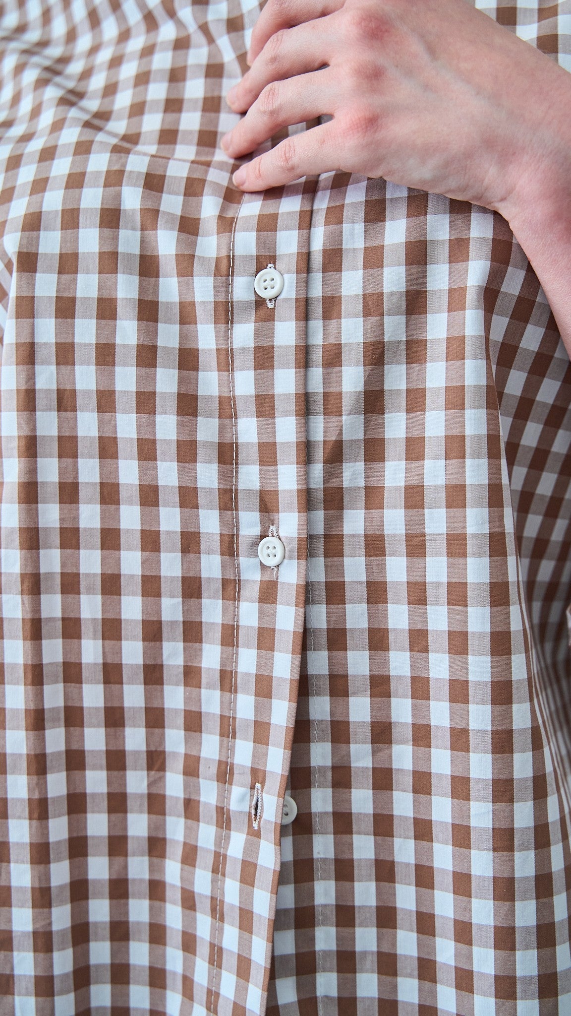 King Kong - Camicia a quadri manica elasticata sul polso - ART.SP8EG46 - Cacao - Bianco