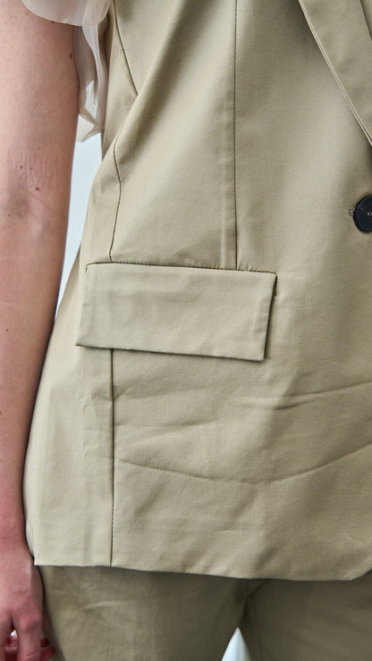 Tensione In - Completo regular con blazer manica corta tulle - ART.DL356PE26CAMP - Beige
