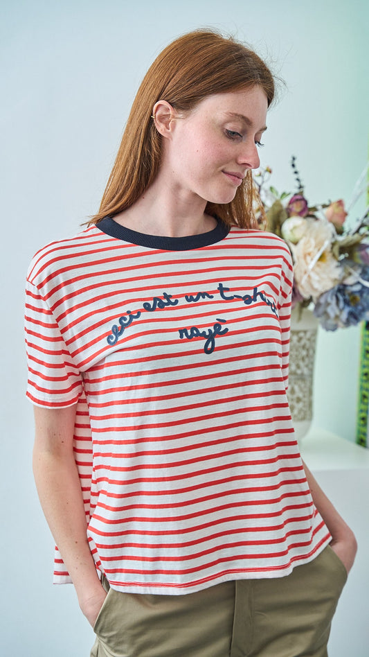 Dixie - T-shirt a righe con scritta - ART. TBG4JMASA - Rosso - Bianco - Blu