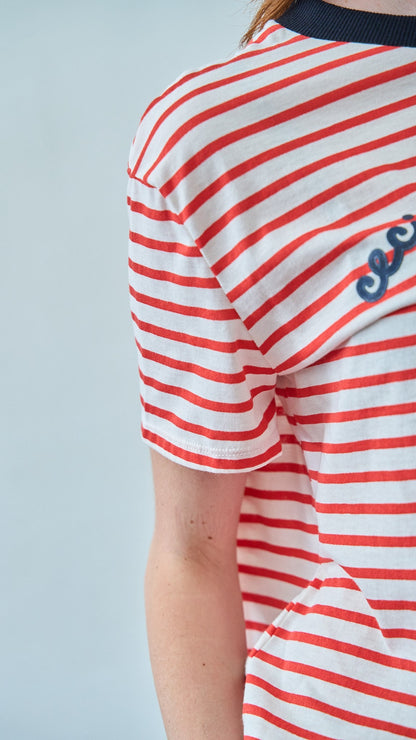 Dixie - T-shirt a righe con scritta - ART. TBG4JMASA - Rosso - Bianco - Blu