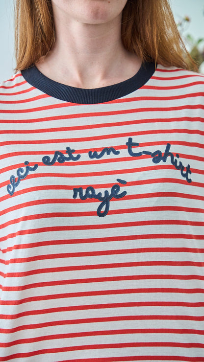 Dixie - T-shirt a righe con scritta - ART. TBG4JMASA - Rosso - Bianco - Blu