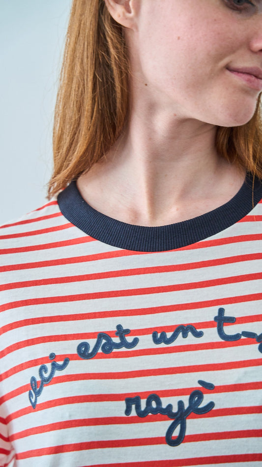 Dixie - T-shirt a righe con scritta - ART. TBG4JMASA - Rosso - Bianco - Blu