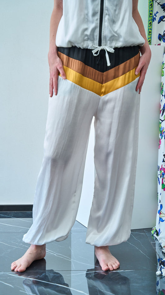 King Kong - Pantaloni a fasce con elastico sul fondo - ART.SP8GH5 - Bianco - Nero - Giallo - Marrone