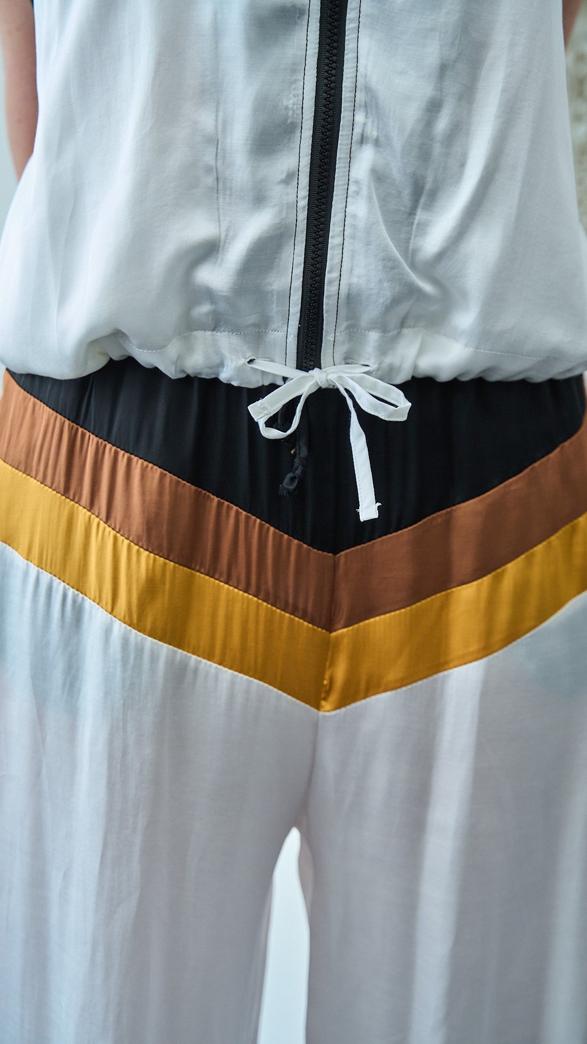King Kong - Pantaloni a fasce con elastico sul fondo - ART.SP8GH5 - Bianco - Nero - Giallo - Marrone