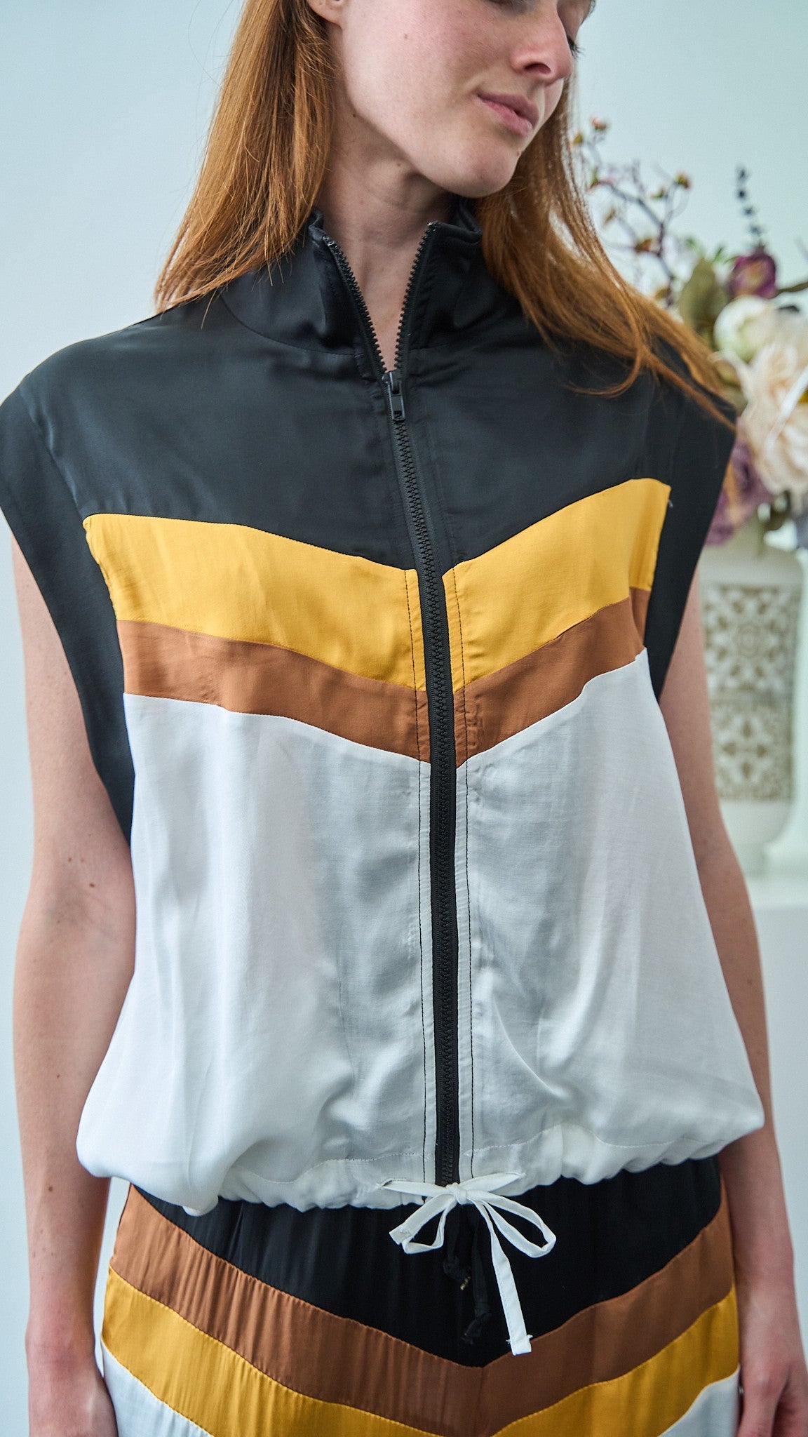 King Kong - Giacca smanicata con zip a fasce - ART.SP8GH4 - Nero - Bianco - Giallo - Marrone