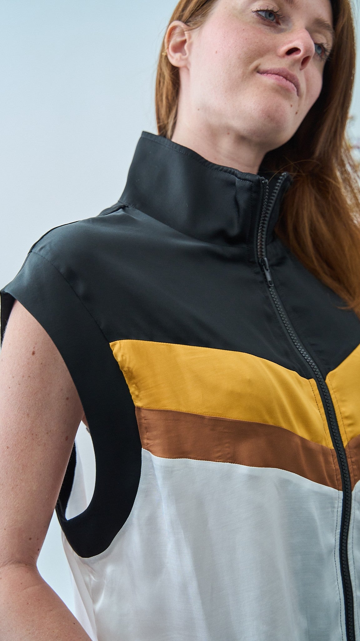 King Kong - Giacca smanicata con zip a fasce - ART.SP8GH4 - Nero - Bianco - Giallo - Marrone