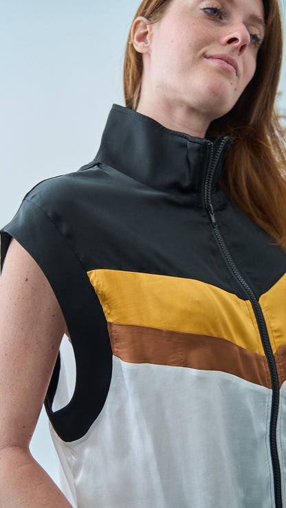 King Kong - Giacca smanicata con zip a fasce - ART.SP8GH4 - Nero - Bianco - Giallo - Marrone