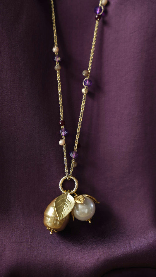 Via Roma - Collana "Ragnatela" Viola - Bordeaux - Beige - Marrone