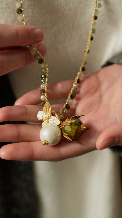 Via Roma - Collana "Beautiful" Verde - Burro - Oro