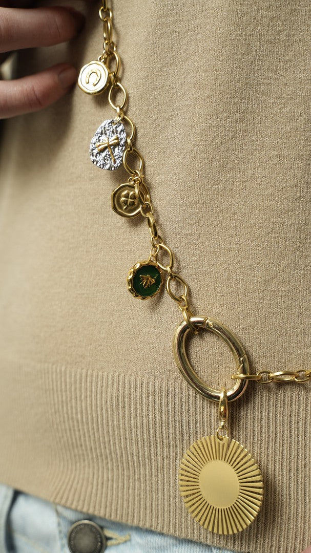 Via Roma - Collana "Tracolla" Oro - Argento - Verde