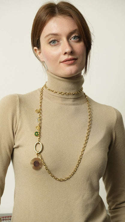 Via Roma - Collana "Tracolla" Oro - Argento - Verde