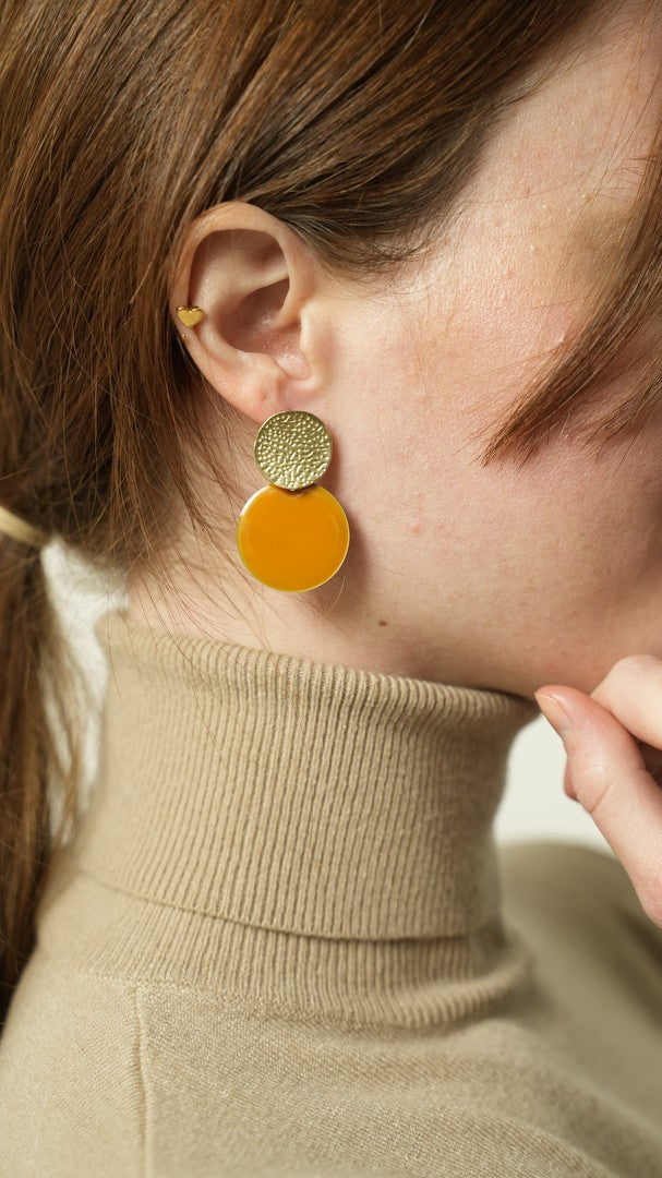 Via Roma - Orecchini “Mix and Match” Arancione - khaki - Oro