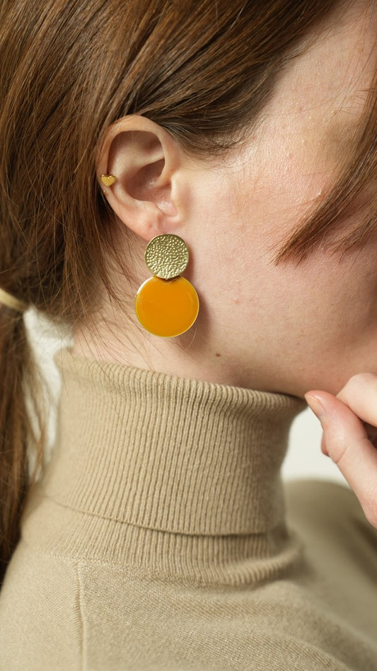 Via Roma - Orecchini “Mix and Match” Arancione - khaki - Oro