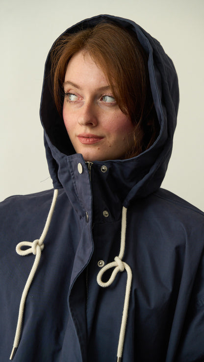 Via Roma - Trench cappa con cappuccio - ART.MD7406 Blu
