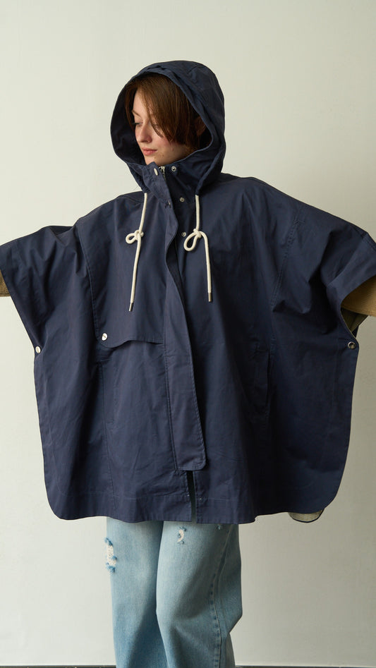Via Roma - Trench cappa con cappuccio - ART.MD7406 Blu