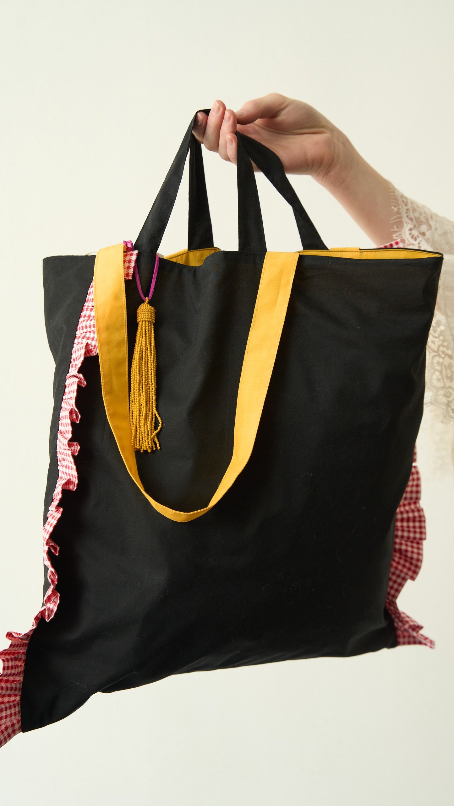Via Roma - Shopper "rouge" con nappina di perline