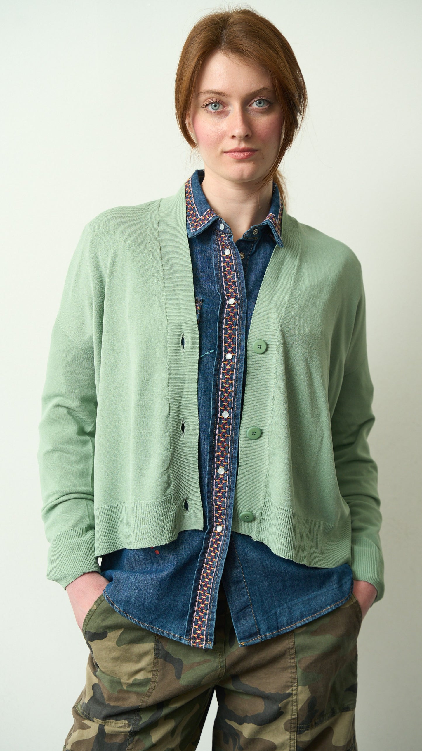 King Kong - Cardigan in viscosa - ART.SP8PA30 Muschio