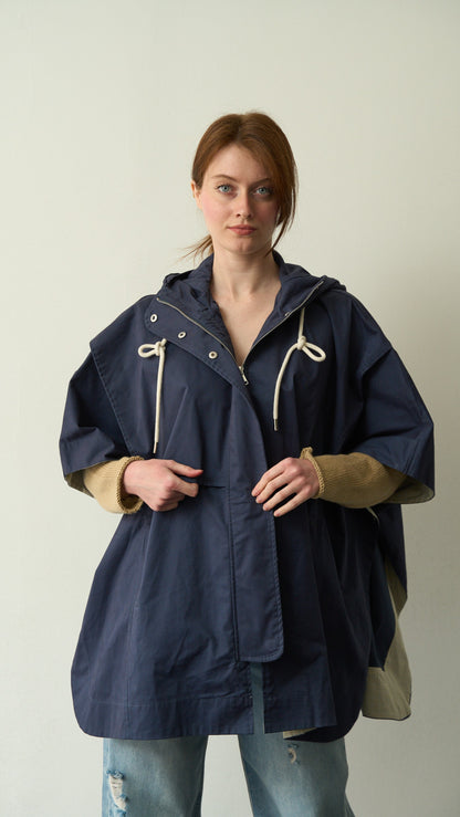 Via Roma - Trench cappa con cappuccio - ART.MD7406 Blu