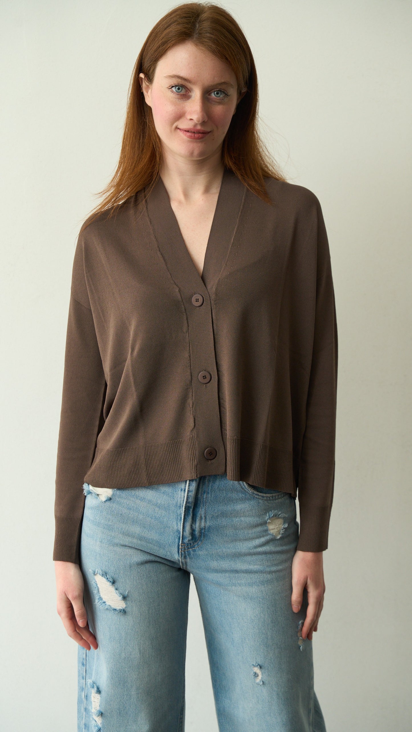 King Kong - Cardigan in viscosa - ART.SP8PA30 Marrone