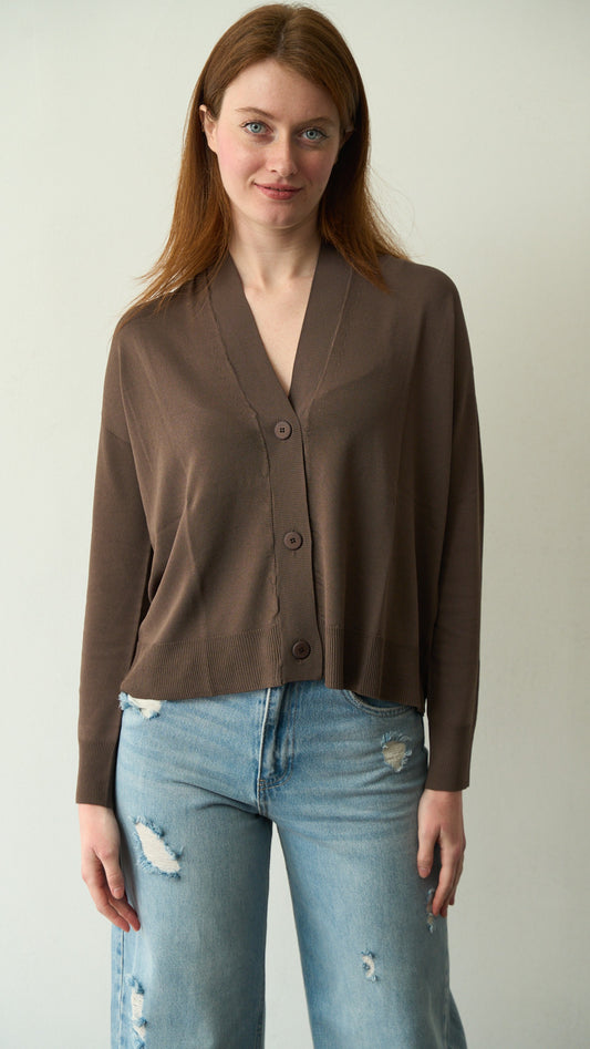 King Kong - Cardigan in viscosa - ART.SP8PA30 Marrone