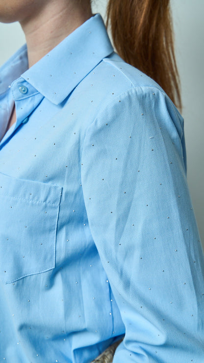 King Kong - Camicia slim con spalline imbottite e strass - ART.SP8SB25