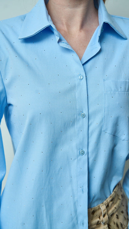 King Kong - Camicia slim con spalline imbottite e strass - ART.SP8SB25