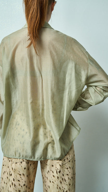Kontatto - Camicia stondata in lyocell con strass - ART.YM3001C Salvia