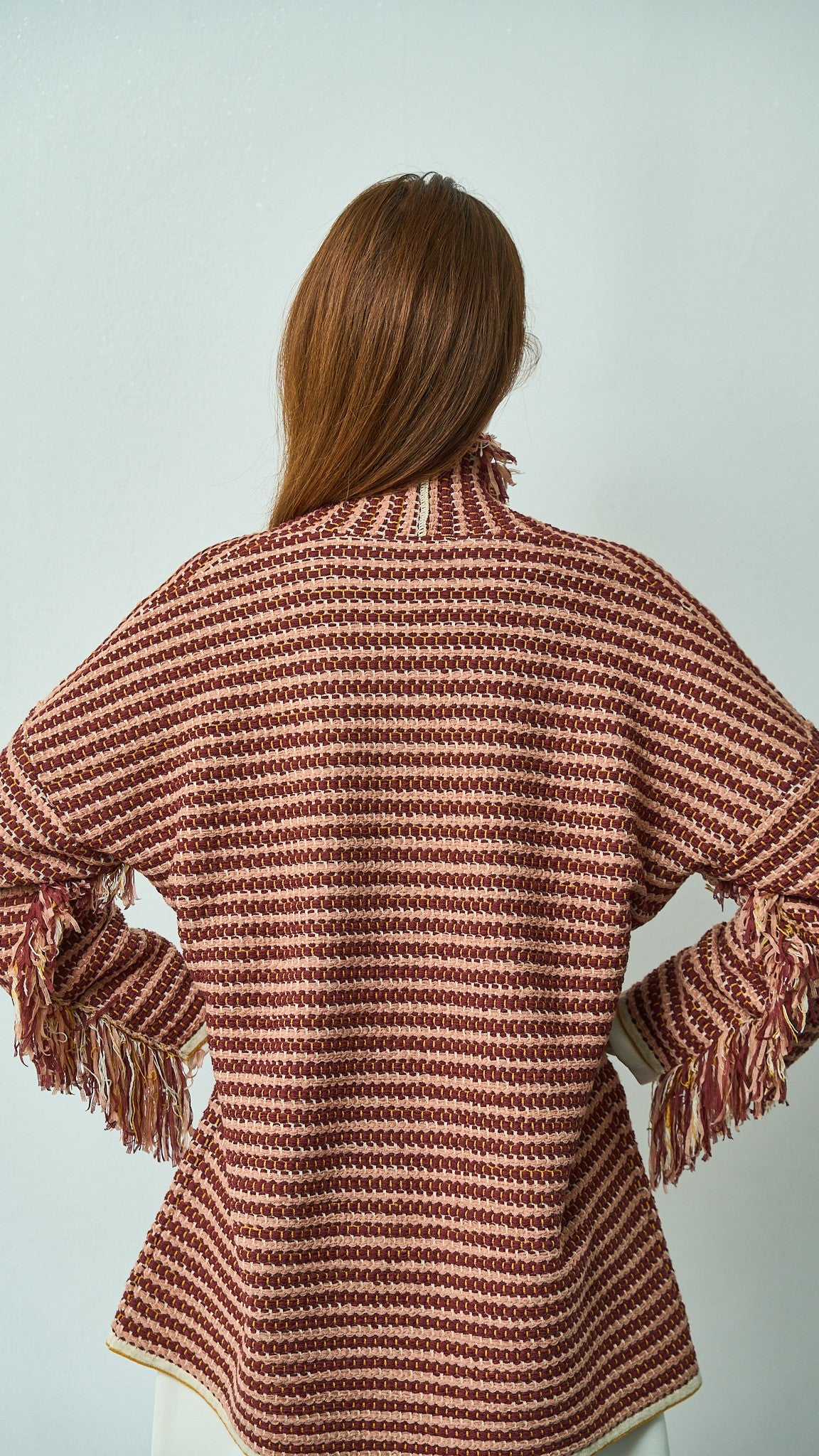 Kontatto - Cardigan tramato con frange - ART.3M1581C Senape - Ecru - Terra - Nude