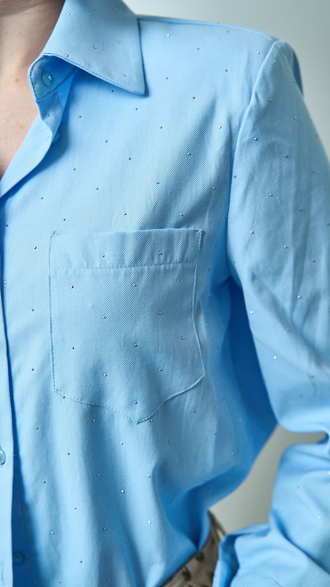 King Kong - Camicia slim con spalline imbottite e strass - ART.SP8SB25