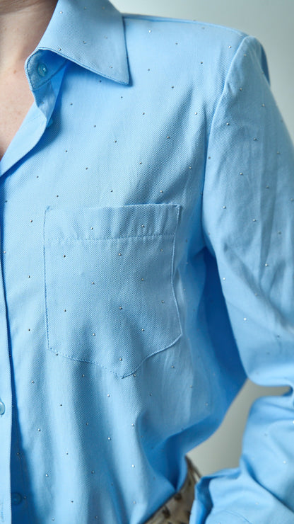 King Kong - Camicia slim con spalline imbottite e strass - ART.SP8SB25